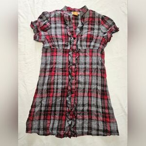 SALE! Girl's She's Cool Girls Short Sleeved Plaid Top (size 14-16)